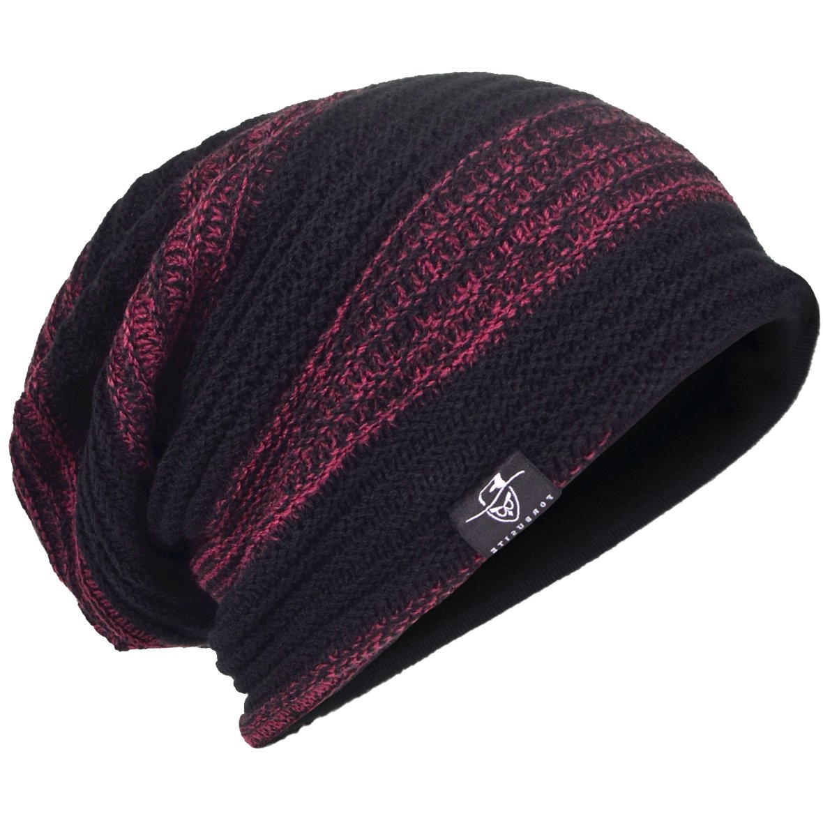 Hisshe Men's Retro-Claret Oversize Beanie Slouch Skull Knit Large Baggy Cap Ski Hat B08 (Retro-Claret)