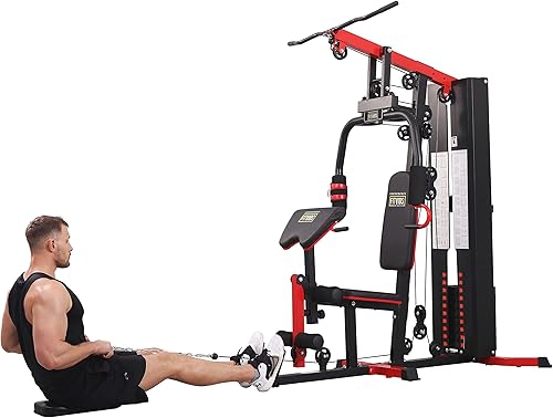 Miniatura 2 de BalanceFrom Sistema multifuncional de gimnasio en casa estación de entrenamiento con extensión de piernas y rizo de predicador, pila de peso de