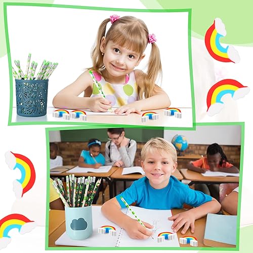 Miniatura 3 de 60 borradores de arcoíris, bonitos borradores de aula para niños, borradores del día de San Patricio para oficina, escuela, aula, premios
