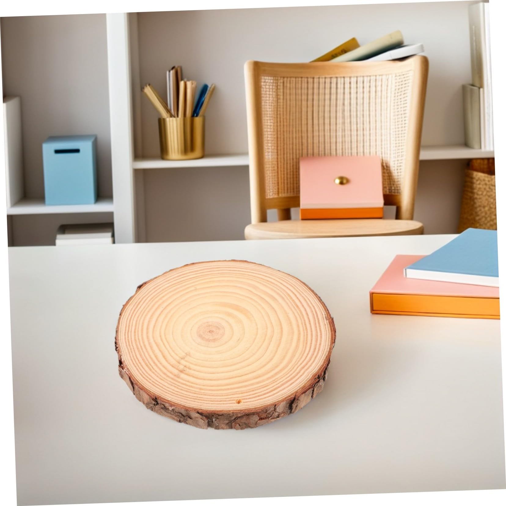Veemoon 5 Stück Teiliges Runde Holzscheiben Ø Naturbelassen mit Rinde Stabile Kiefern holzscheiben für DIY Basteln Malen Tischdeko Untersetzer Vielseitig für Hochzeit und Wohnaccessoires