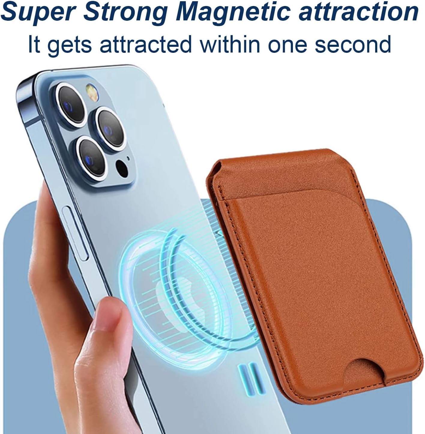 Leatherboss Magnetic Mobile Wallet & Cardholder Stand | Slim Compatible Holder for iPhone & Android (Beige) - Image 2