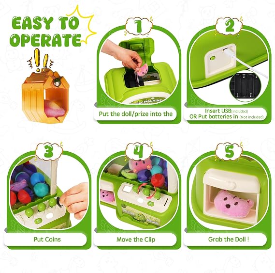 Large Claw Machine for Kids with Sound and Light,Arcade Game,Timing Competition Mode,Sweet Dispenser with Play Coins,Candy/Vending Machine Toys,Egg Twist Toy,Gift for Girls Boys 3 4 5 6 Years Old