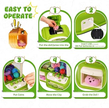 Large Claw Machine for Kids with Sound and Light,Arcade Game,Timing Competition Mode,Sweet Dispenser with Play Coins,Candy/Vending Machine Toys,Egg Twist Toy,Gift for Girls Boys 3 4 5 6 Years Old