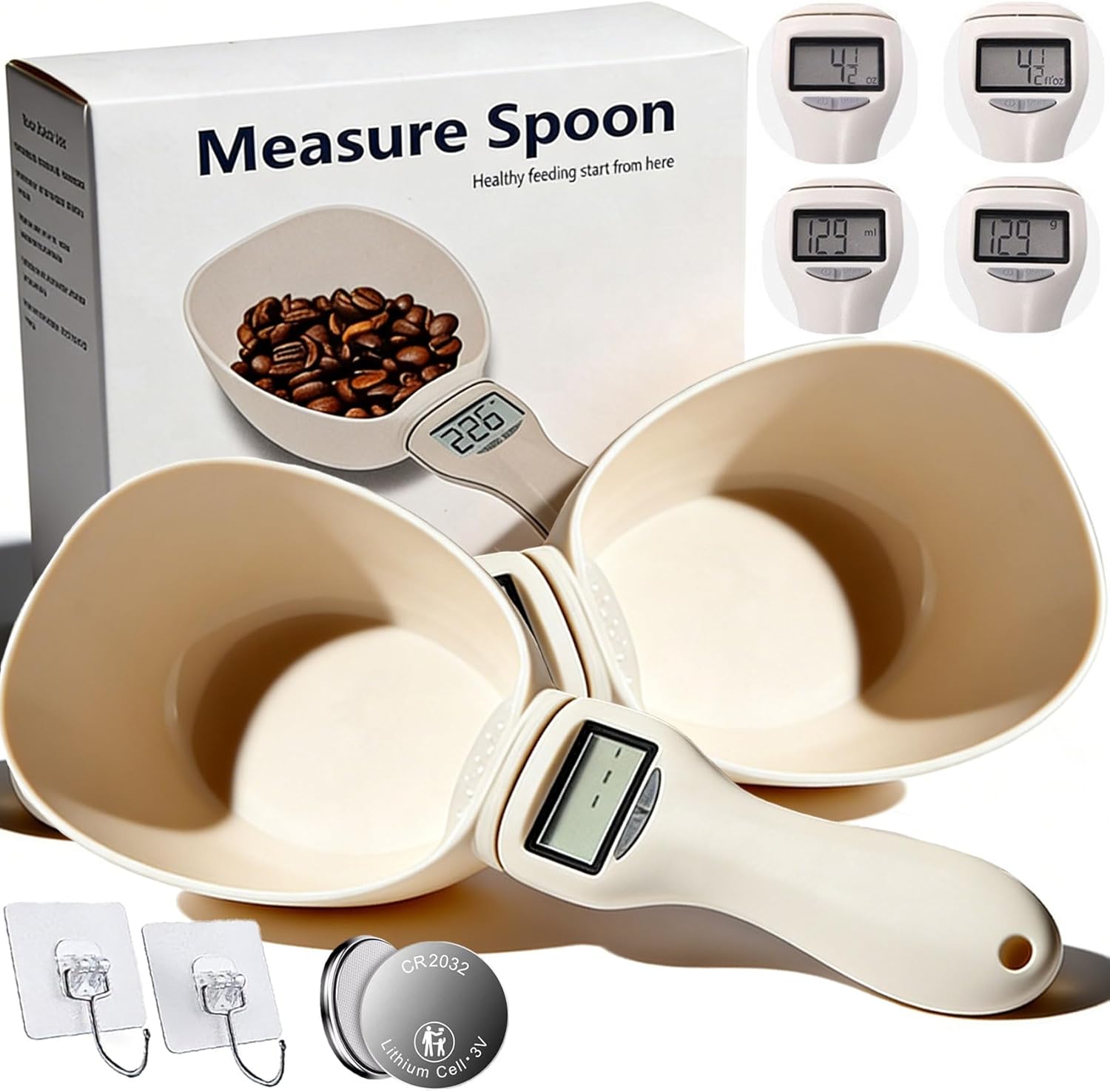 2026 Upgrade Electronic Measuring Spoon with Conversion, Electronic Adjustable Measuring with LED Display, 800g-0.1g/oz/fl oz/ml High Precision or Daily Meals and Kitchen Gadgets Pet Owners (2 Pc)