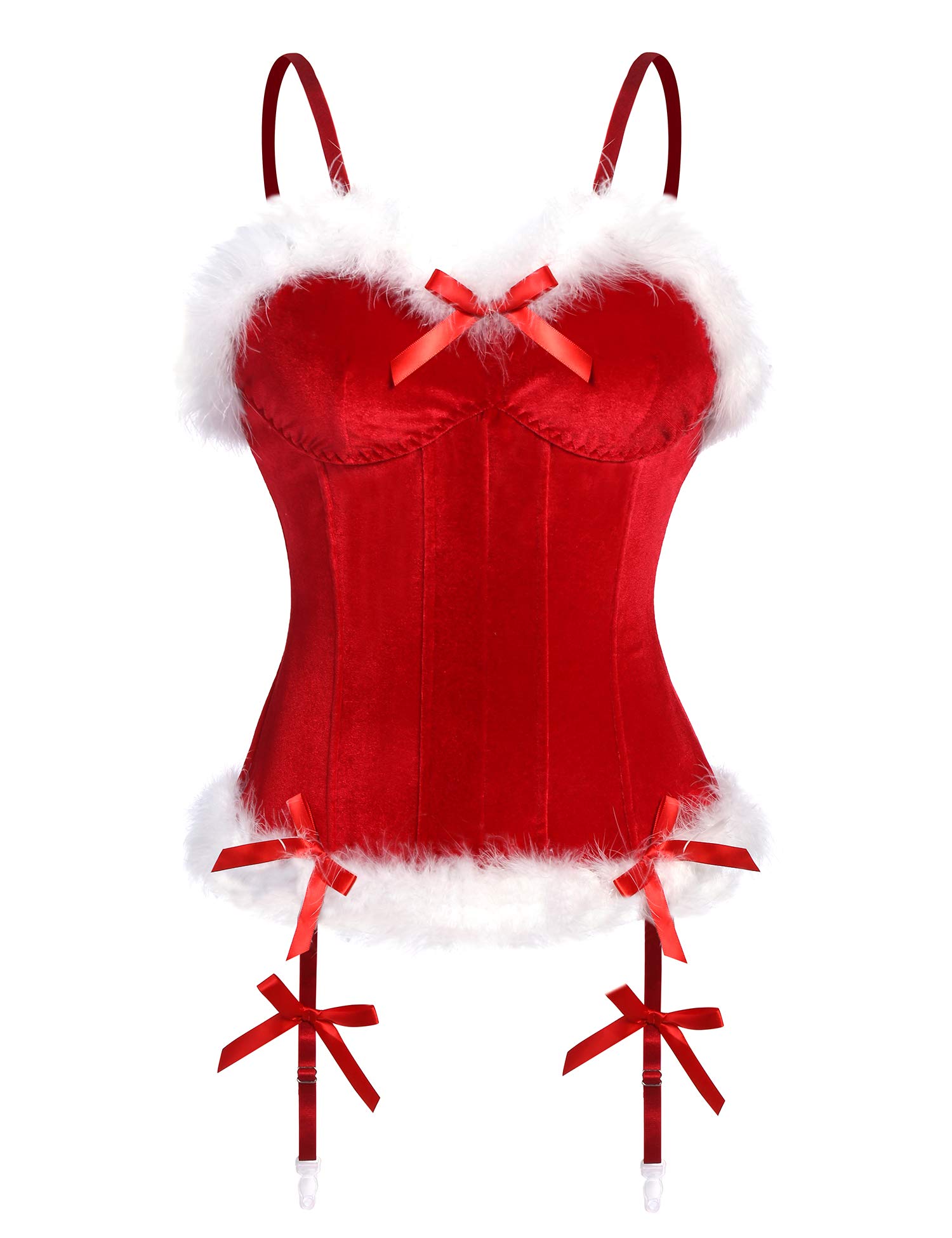 Christmas Lingerie Sexy Santa Costume for Women Red Corset Top