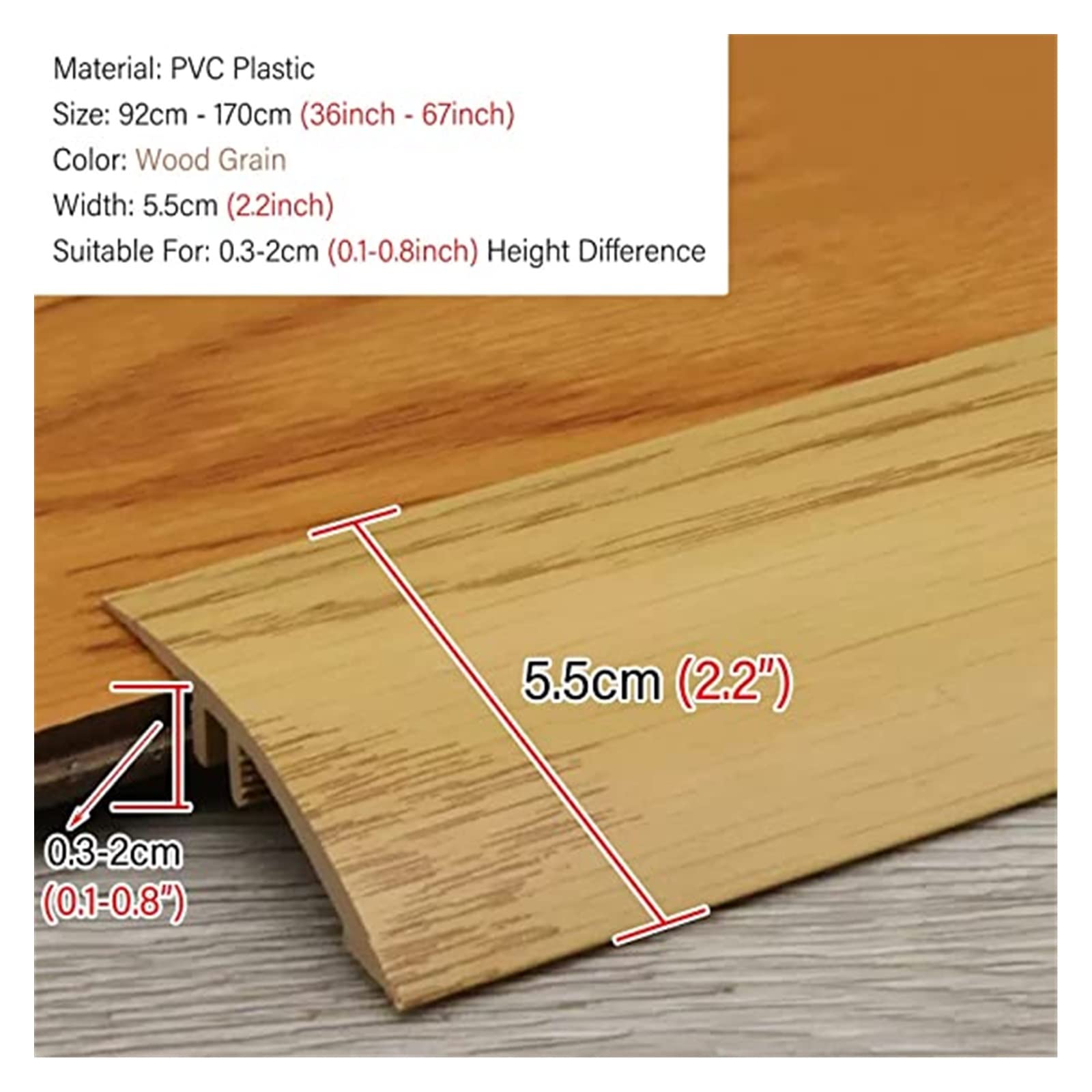 Hrokz 4 Inch Floor Transition Strip Threshold Ramp Aluminum, 36'' Thresholds Reducer For Doorways Wheelchair Tile Wood Floors, Extra Wide Metal Grey Entry Door Edge Trim Flute