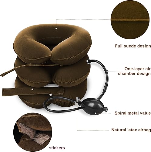 Miniatura 3 de Dispositivo de tracción cervical para el cuello, estirador de cuello inflable, fácil de usar para alivio del dolor crónico de cuello y hombro,