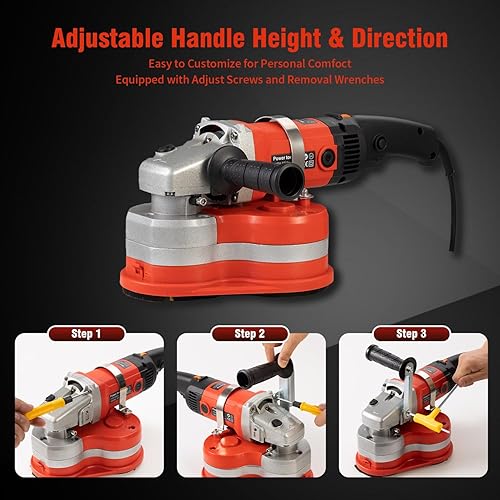 Miniatura 5 de Máquina pulidora eléctrica de piso de diamante 3800W, 6 velocidades ajustables, con 3 ruedas de diamante para molienda sin polvo, cemento pulido,