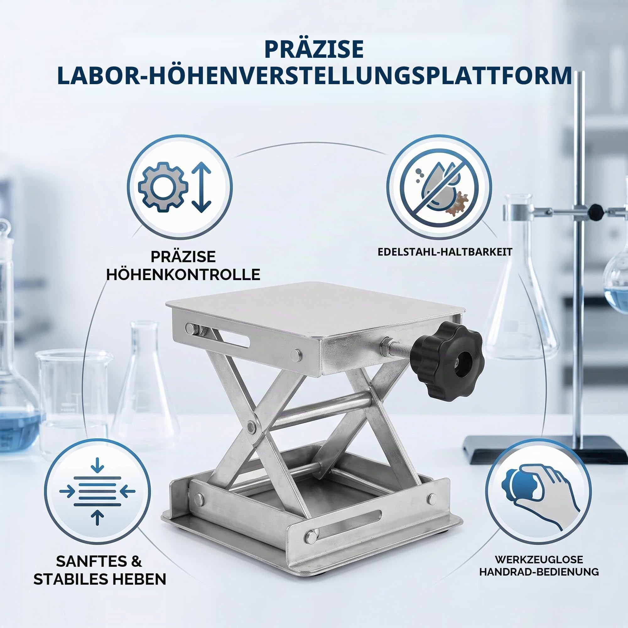 Wakects Scherenhubtisch, Hubtisch Werkstatt, Hebebühne für Labor, Scherenhebebühne aus Edelstahl, für Schulen, Forschungseinrichtungen, Laboratorien