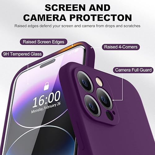 Miniatura 79 de BossKiss Funda compatible con iPhone 14 Pro, silicona mejorada [protección de cámara] [2 protectores de pantalla 9H], forro interior de microfibra