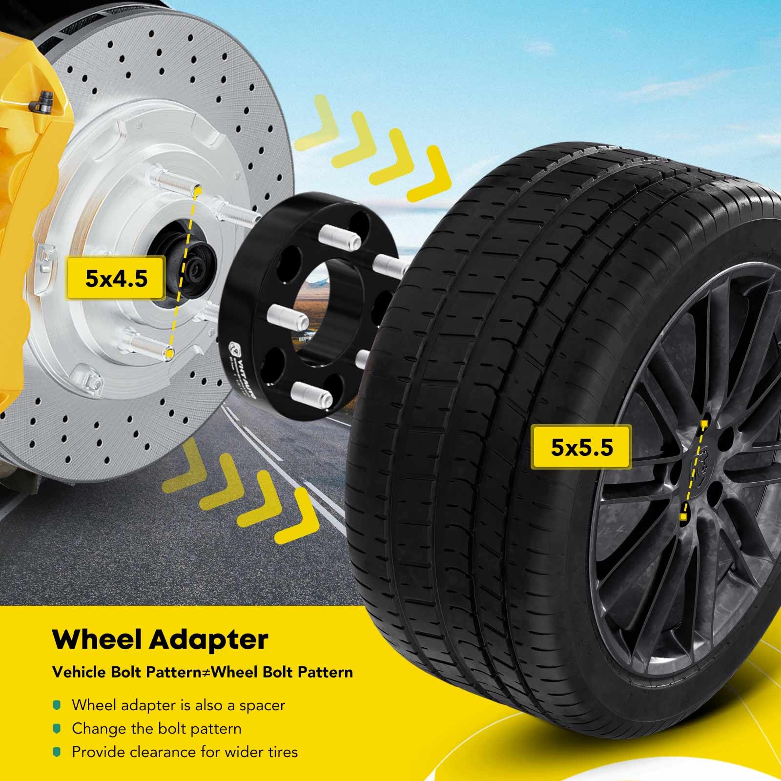 YHTAUTO 5x4.5 To 5x5.5 Wheel Adapters 1.25 Inch Fit Jeep Wrangler