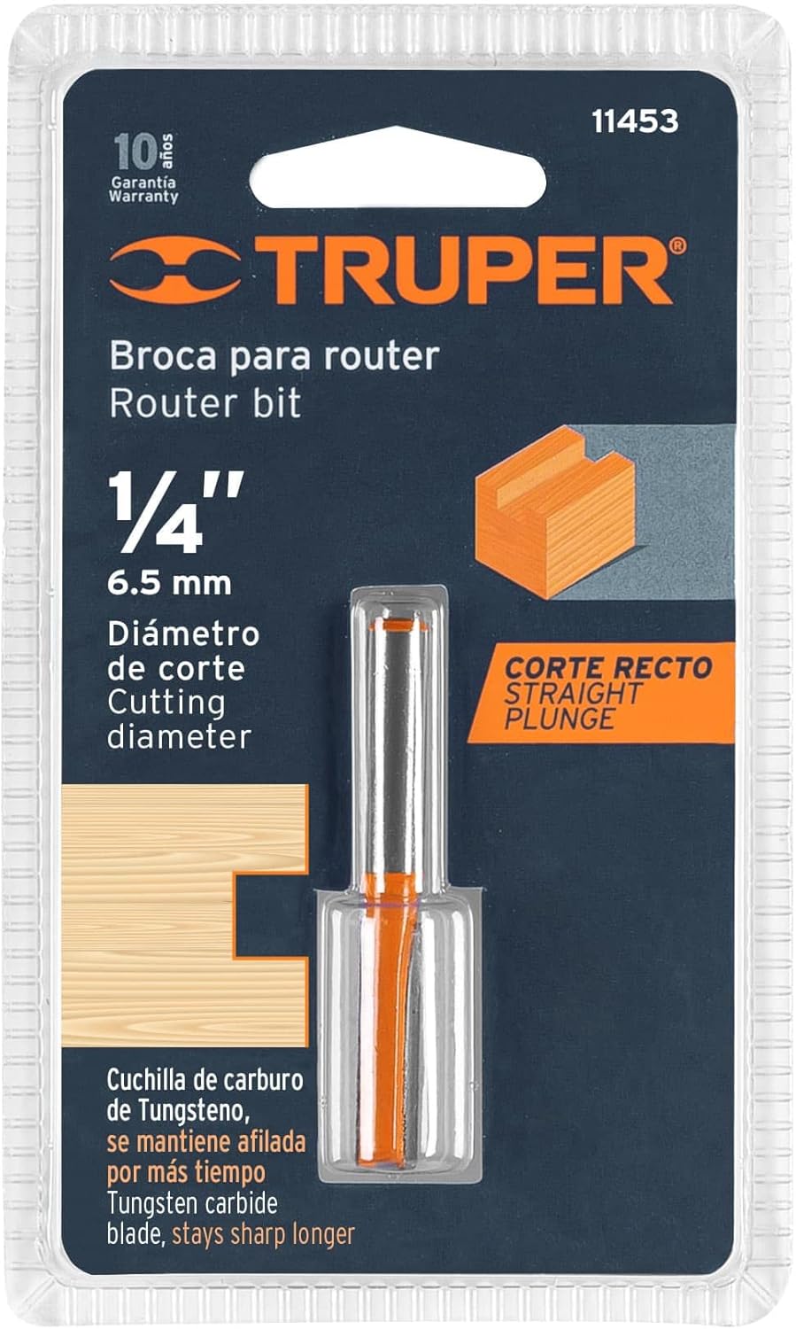 1/4" Double Flute Straight Router Bit/Broca recta de flauta doble de 1/4"