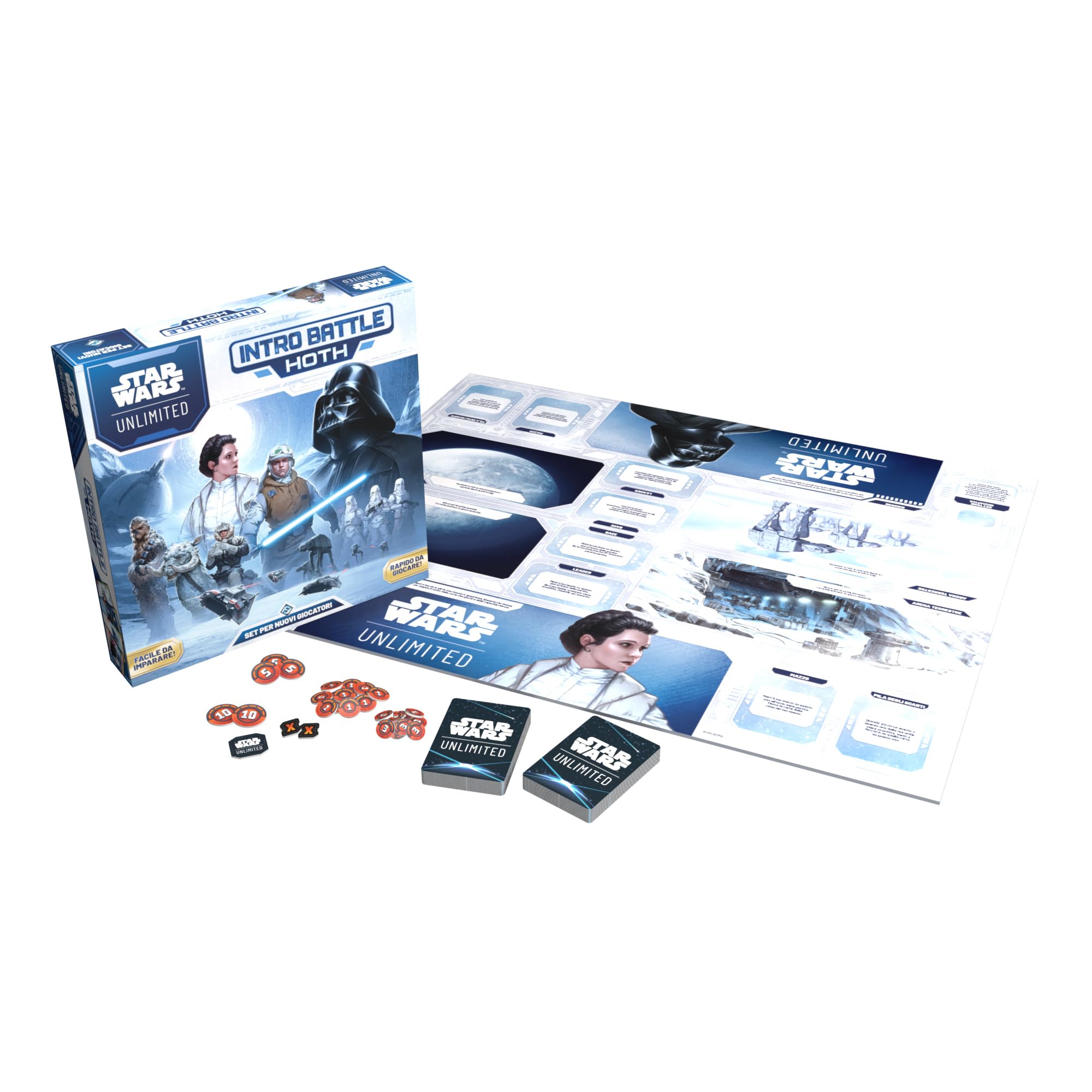 Asmodee Star Wars: Unlimited TCG - Intro Battle Hoth - zestaw startowy kart kolekcjonerskich z gotowymi taliami dla dzieci i dorosłych w wieku od 12 lat, 2+ graczy, 20 minut, włoskie