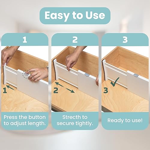 Miniatura 5 de RAPTUROUS Divisores para cajones ajustables, para ropa, tocador, cocina, oficina, agarre fuerte y resistente, extremos suaves, 4 pulgadas de alto,