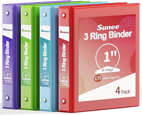 Miniatura 27 de SUNEE Carpeta de 3 anillos de 1/2 pulgada, paquete de 4 carpetas transparentes de media pulgada con vista, tres anillos de 0.5 pulgadas, sin PVC