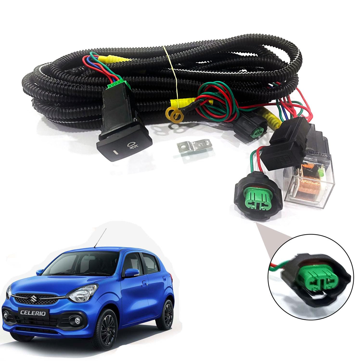 Auto Pearl Fog Light Harness LED Indicator Harness Wiring Socket Switch Kit 12V/40A Relay for Celerio 2021 onwards-image-49