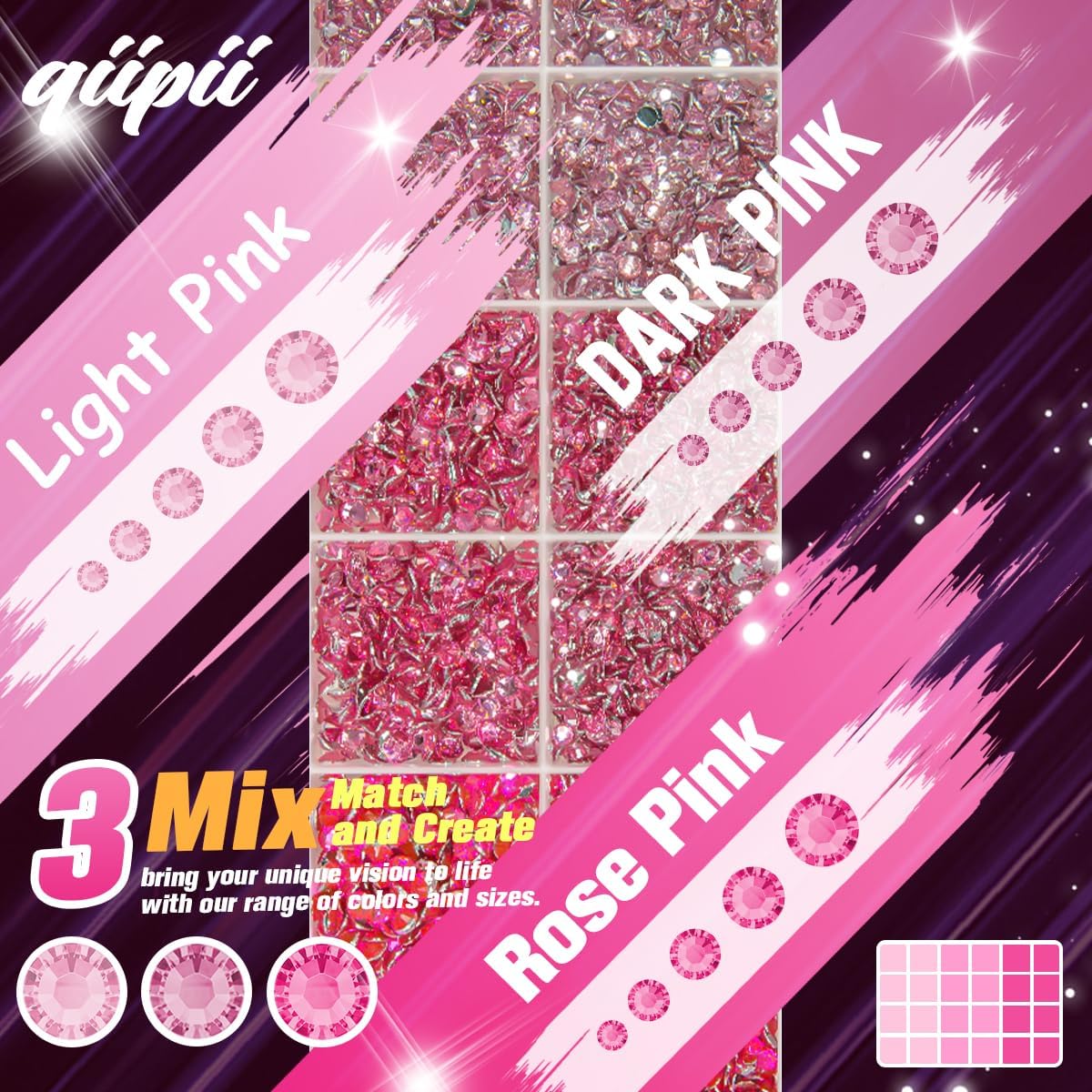 2mm-6mm 3 Color Pink Series Crystal Resin Rhinestones w B7000 Jewelry Glue for Bedazzling Crafting Flatback Stones Gems Diamonds for Nails Face Eyes Makeup Tumblers Bottles DIY Crafts Clothes - Image 2