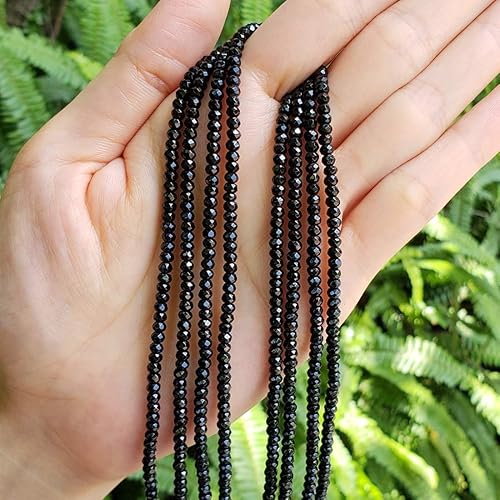 Miniatura 5 de Adabele - 1 hebra de piedras preciosas curativas de cuarzo negro azabache natural de 0.118 pulgadas (0.118 in), pequeñas cuentas de piedra sueltas