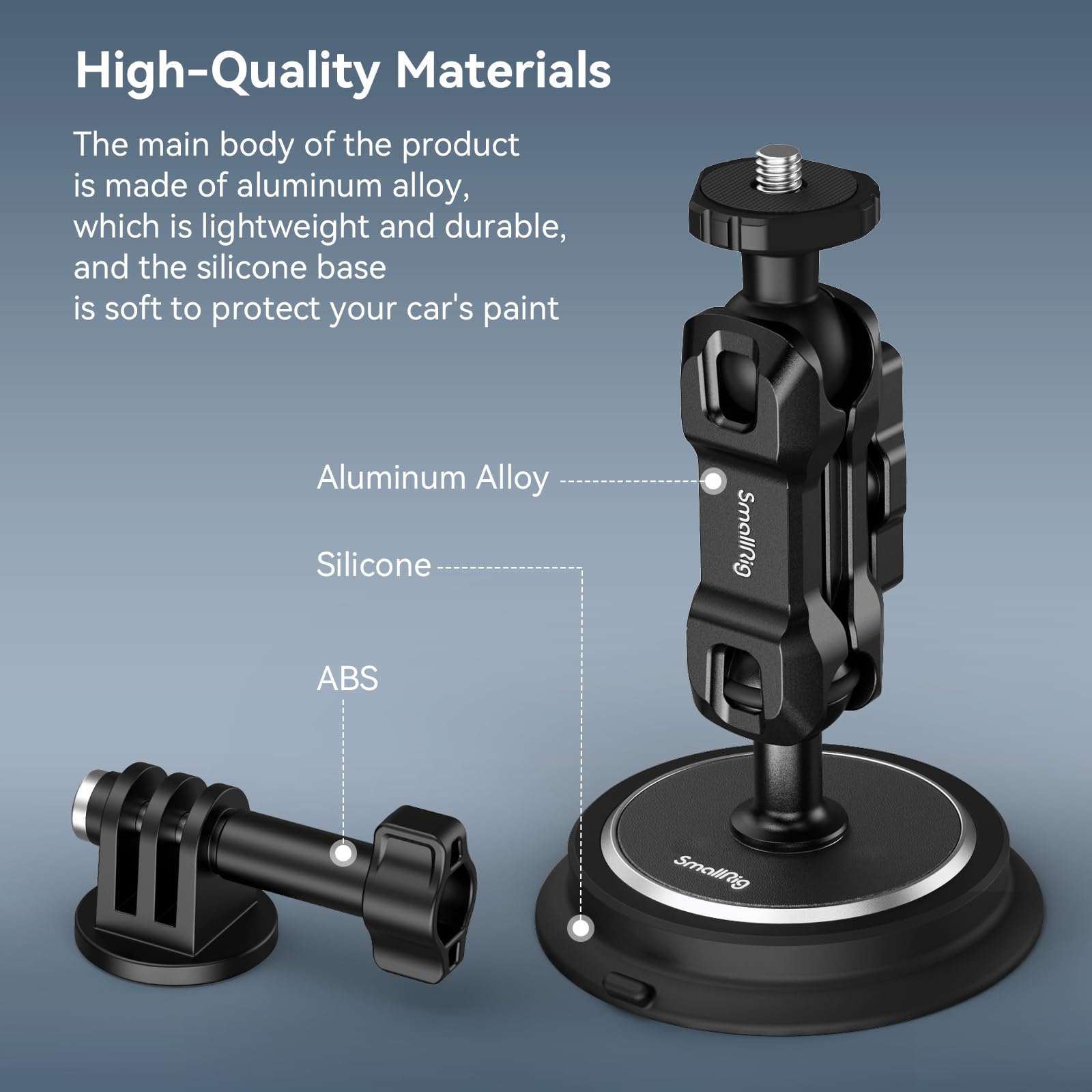 SMALLRIG Magnetic Suction Cup Mount 2-w-1 Magnetyczny Uchwyt na Przyssawkę dla Gopro, Uchwyt Samochodowy do Kamery Sportowej na Zewnątrz, z Głowicą Kulową Magic Arm - 4466