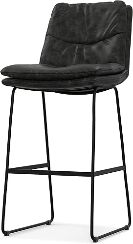 Miniatura 208 de SIMPLIHOME Randolph - Taburete moderno de mediados de siglo de madera curvada de 28 pulgadas (juego de 2) en piel sintética vegana gris piedra para