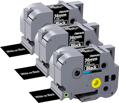 Vista 189 de Hehua Tze - Cinta negra laminada de 0.945 in y 0.94 pulgadas compatible con Brother P-Touch TZe-354 TZe354 TZ-354 TZ354 etiqueta para Ptouch PT D600