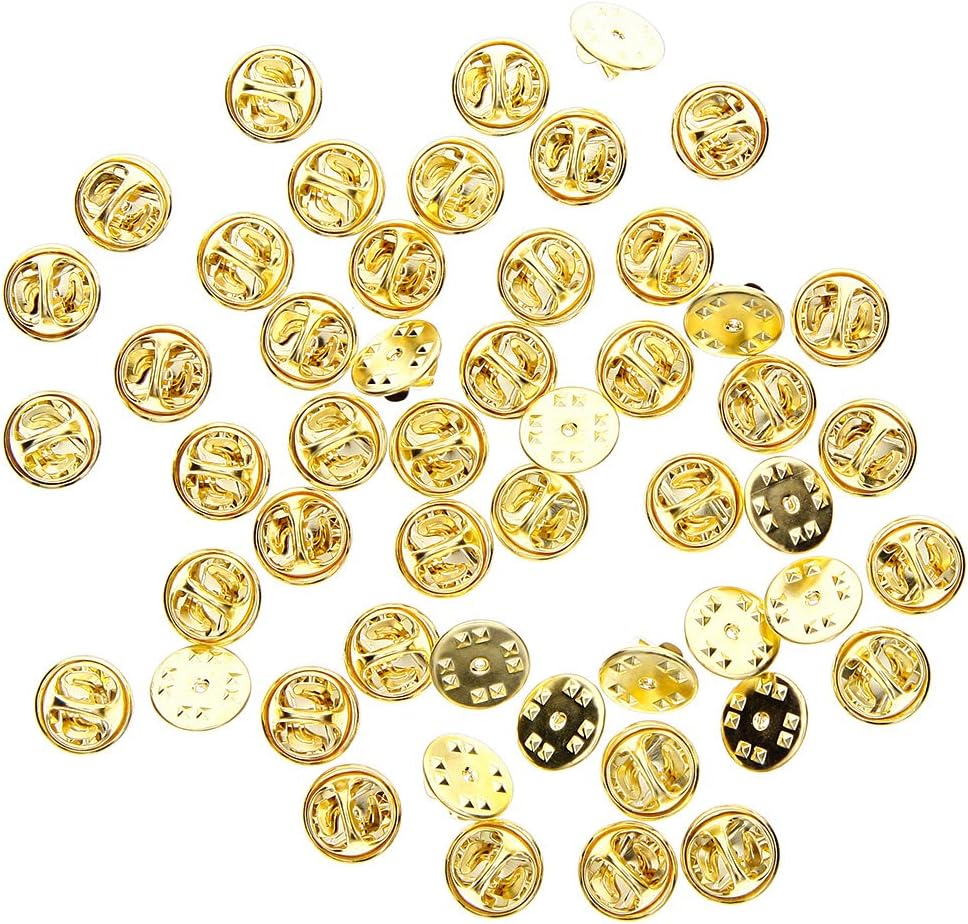KeyZone 50 Pieces Tie Tacks Blank Pins with Clutch Back, Gold