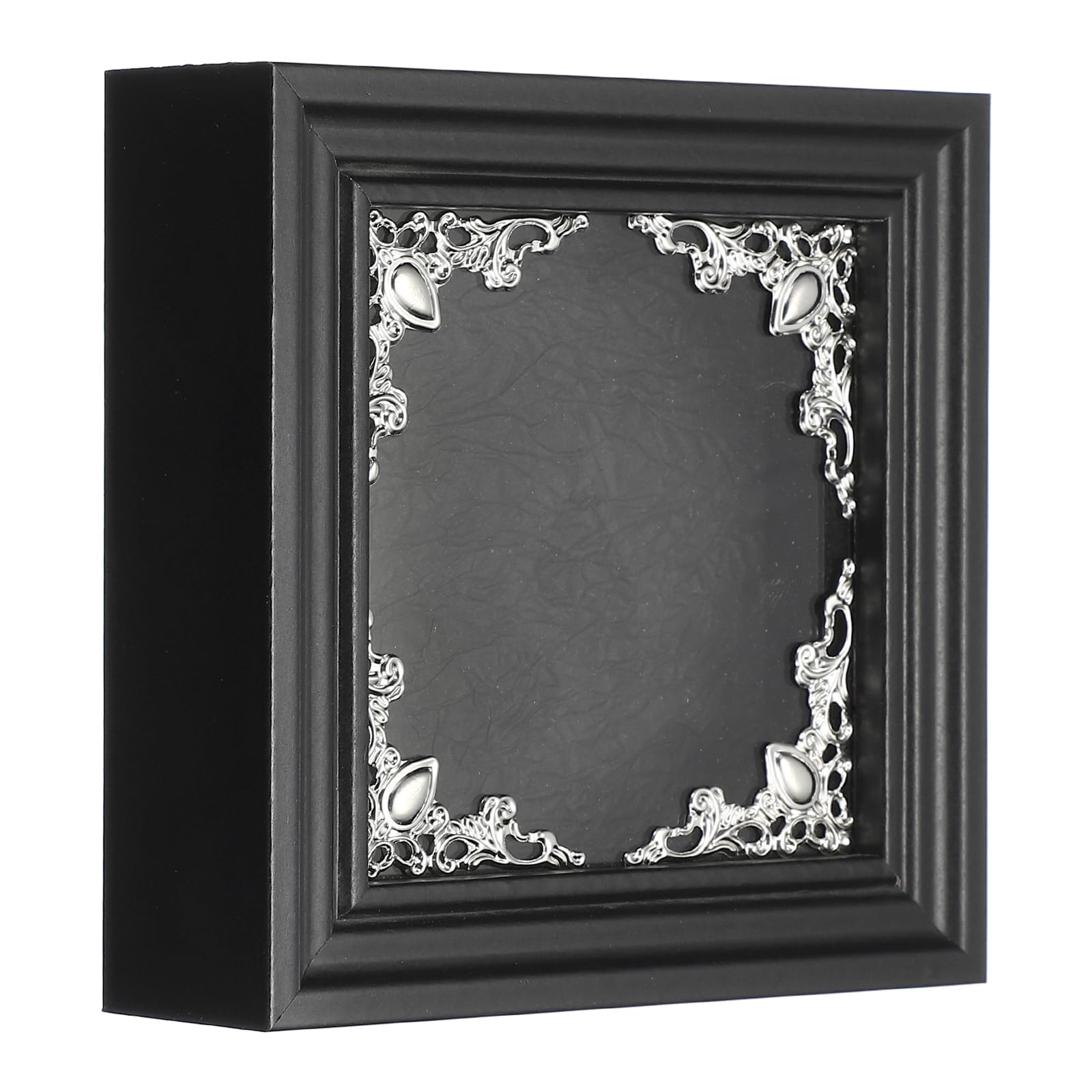 sourcing map Shadow Box Frame, 12 x 12 cm Wooden Display Case with Clear Glass Cover Shadow Box Picture Frame Display Case for Photo Memorabilia Ticket Dried Flower Art Craft Black