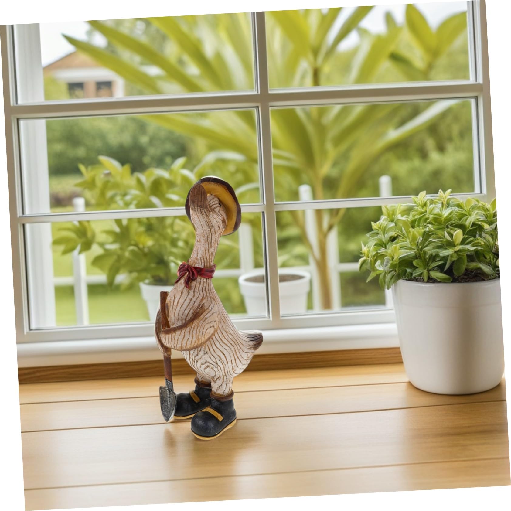 Lebensechte Entenfigur aus Kunstharz für Garten und Terrasse