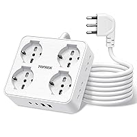 TOPREK Ciabatta Multipresa Elettrica con 8 Prese Universali ITA 10/16A e Schuko