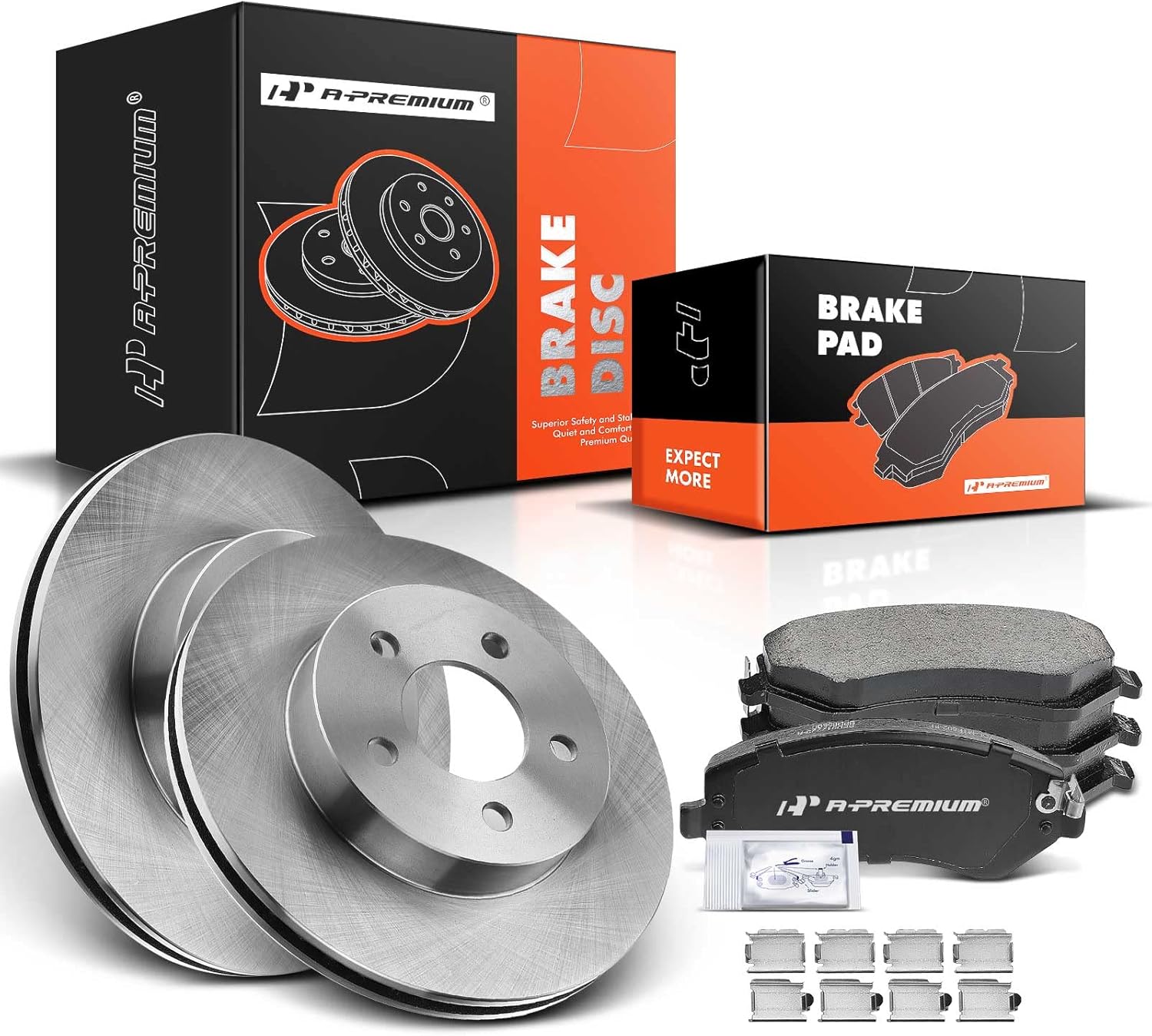 A-Premium 11.34 in (288mm) Front Vented Disc Brake Rotors + Ceramic Pads Kit Compatible with Select Jeep Models - Liberty, 2002 2003 2004 2005 2006 2007, 6-PC Set