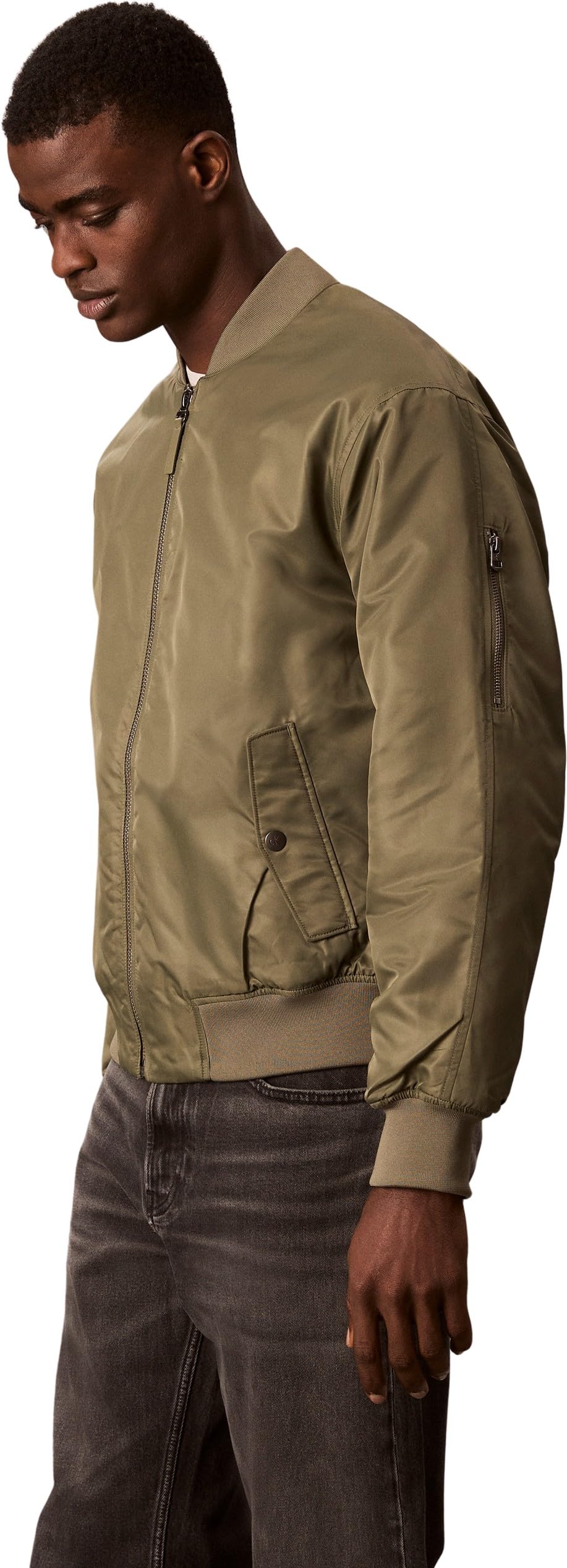 Calvin Klein Jeans Kurtka męska LS NYLON BOMBER LV04RC526G, beżowa (Dusty Olive), L, Beżowy (Dusty Olive), L