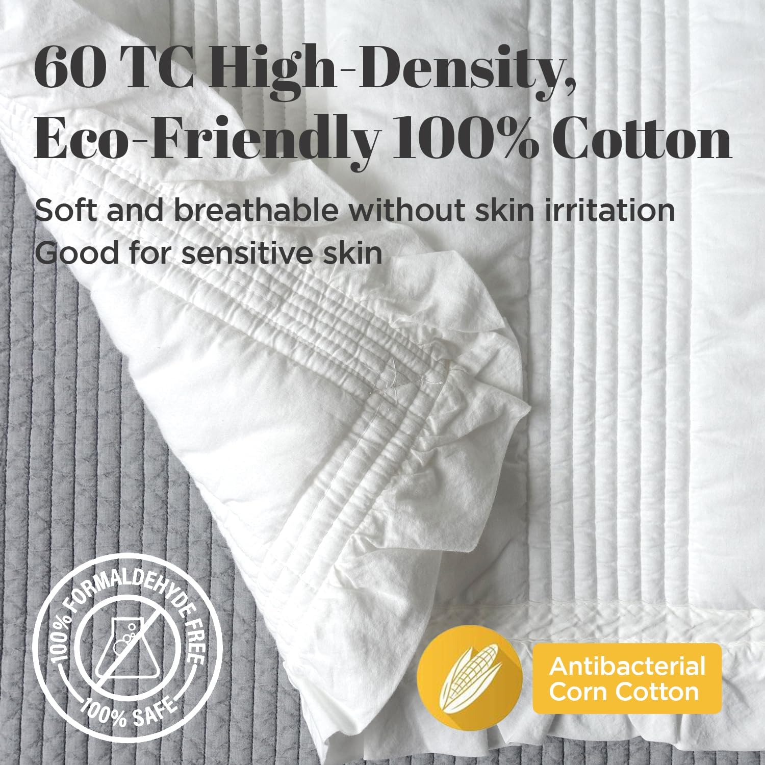 100% Cotton Baby & Toddler Patterned Bed Coverlet and Blanket 39.4"x 51.2"- Made in Korea - Multipurpose, High-Density 60TC, All-Season Use, Eco-Friendly, Skin Safe (White)