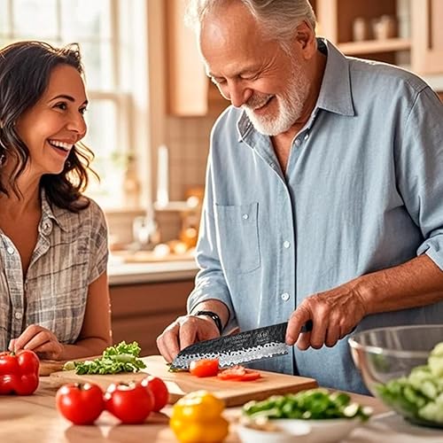 Miniatura 6 de SHAN ZU Cuchillo de chef personalizado de 7 pulgadas, acero de alto carbono 10Cr15Mov, cuchillo de cocina afilado con mango G10 apto para