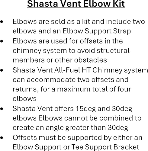 Miniatura 2 de Shasta Vent 8" Dia. 30 grados "Kit de codo" para Clase A, Todo el Combustible, Doble Pared, Aislado, 8" Dia. Sistemas de Chimenea de Ventilación