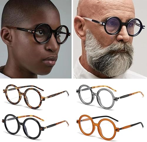 Miniatura 5 de JOVAKIT Gafas de luz azul redondas retro para mujeres y hombres, moda de los años 90, gafas de marco redondo estilo gafas de computadora
