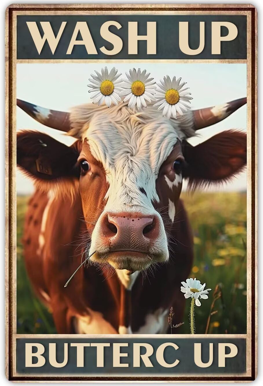 Anceky Bathroom Cow Diamond Painting Kits for Adults,Funny Bathroom Signs Wash Up Buttercup 5D Diamond Art Kits Beginners Cow Wall Art Full Drill Diamond Gem Art for Home Decor 12X16 Inch