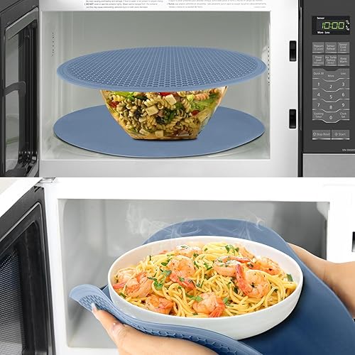 Miniatura 2 de Tapete de silicona extra grande para microondas y cubierta de alimentos, tapete como soporte para tazón, cubierta para protector de salpicaduras,