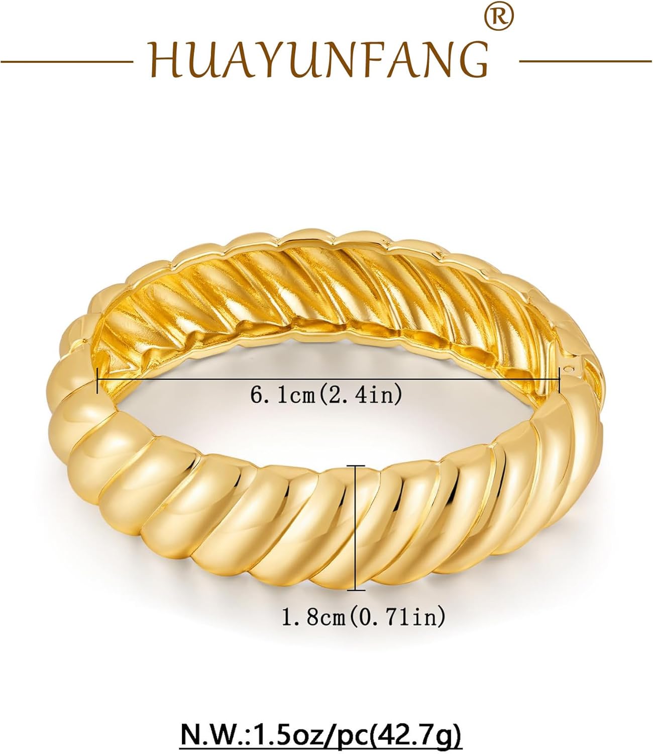 Chunky Gold Bangle Bracelets for Women Twisted Hinged Wrist Cuff Bracelets open Spiraled Oval Bracelet Trendy Jewelry for Women - Image 6