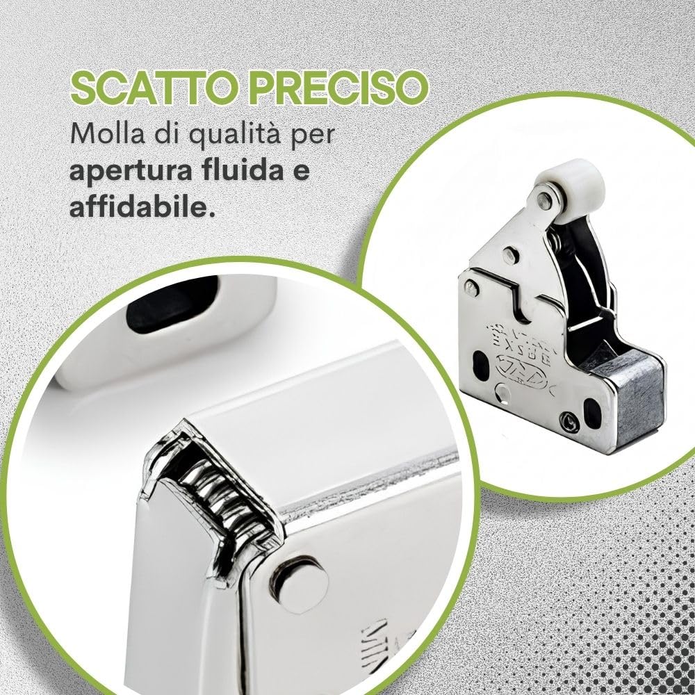 4 pz. Meccanismi push pull modello mini Latch – originali BASKE - clic clac per botole e sportelli di ispezione – scrocco a molla (4 pz.)