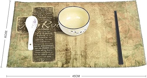 Miniatura 6 de Juego de 6 manteles individuales cristianos con versículos bíblicos religiosos con diseño de El Señor es mi roca, resistentes al calor,