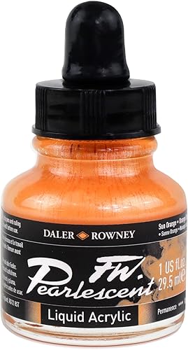 Daler Rowney FW - Botella acrílica líquida nacarada, naranja sol