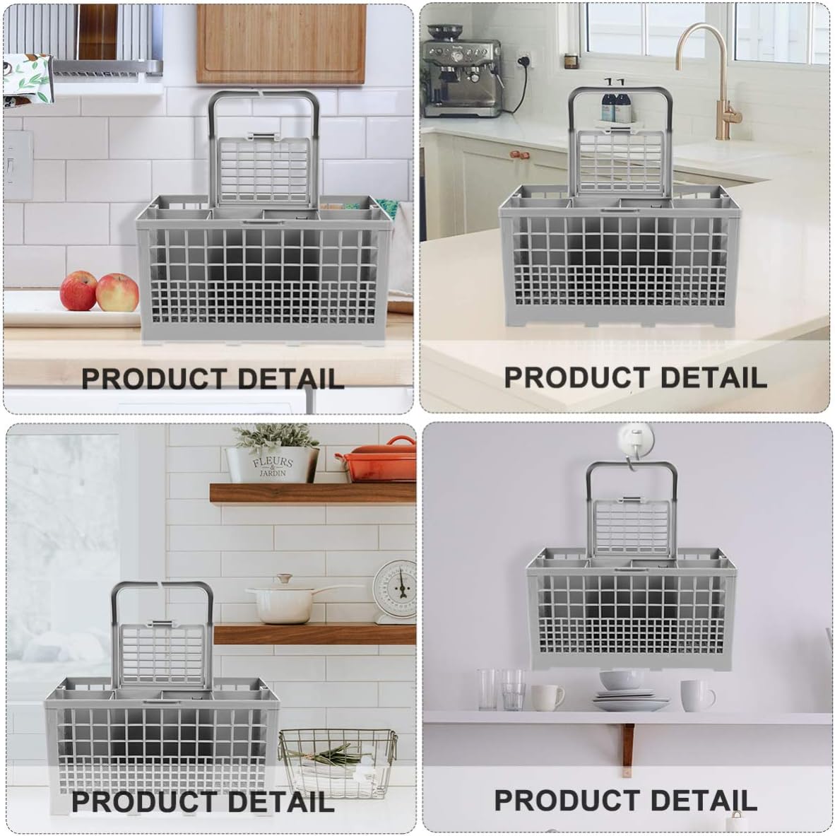 Utensil Drain Basket Cutlery Drying Rack Plastic Chopsticks Utensil Sponge Holder Divided Sink Dishwasher Rack Drainer with Handle for Soap Dishwashing Liquid Drainer