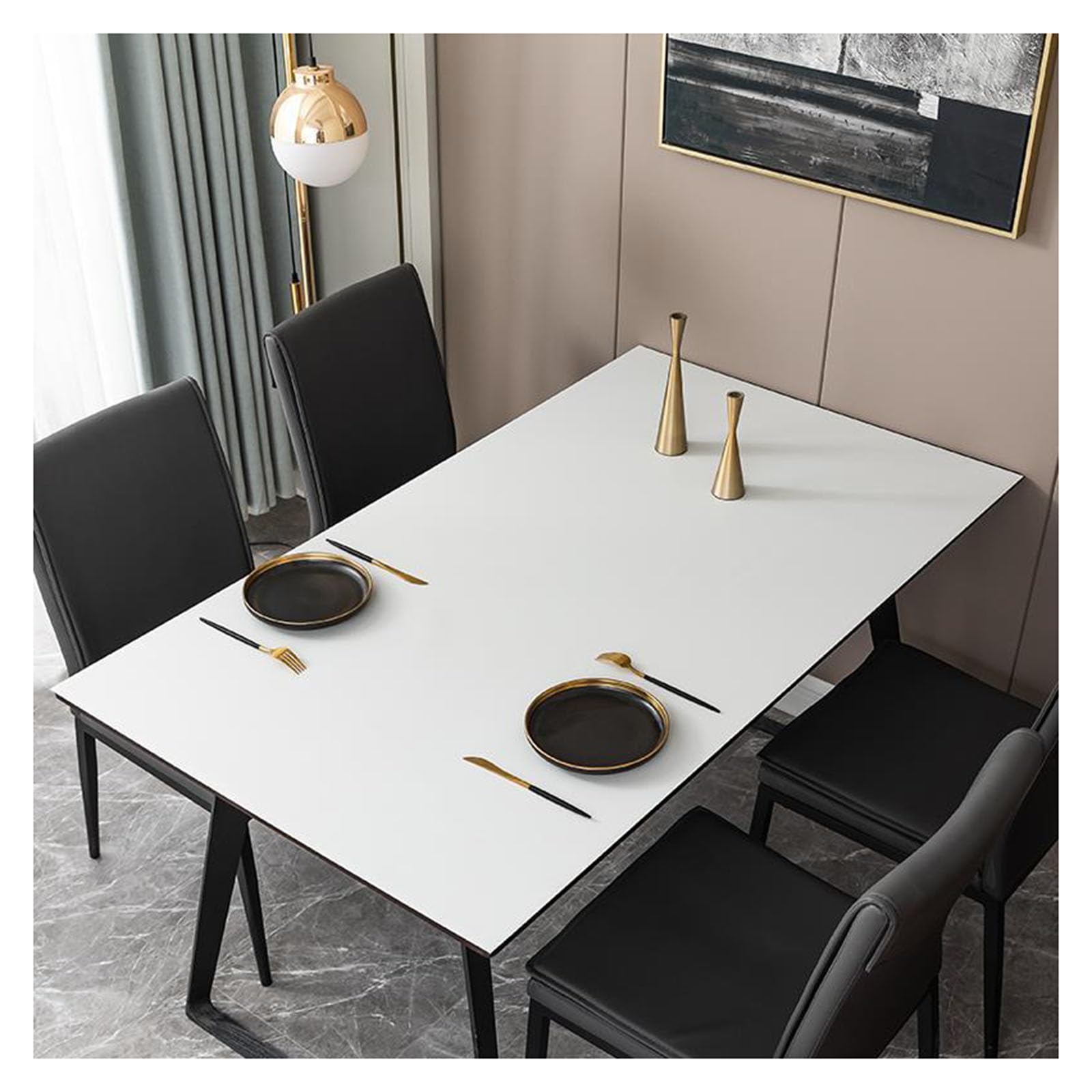 Nappe cuir rectangulaire 90x120cm imperméable blanche pour table