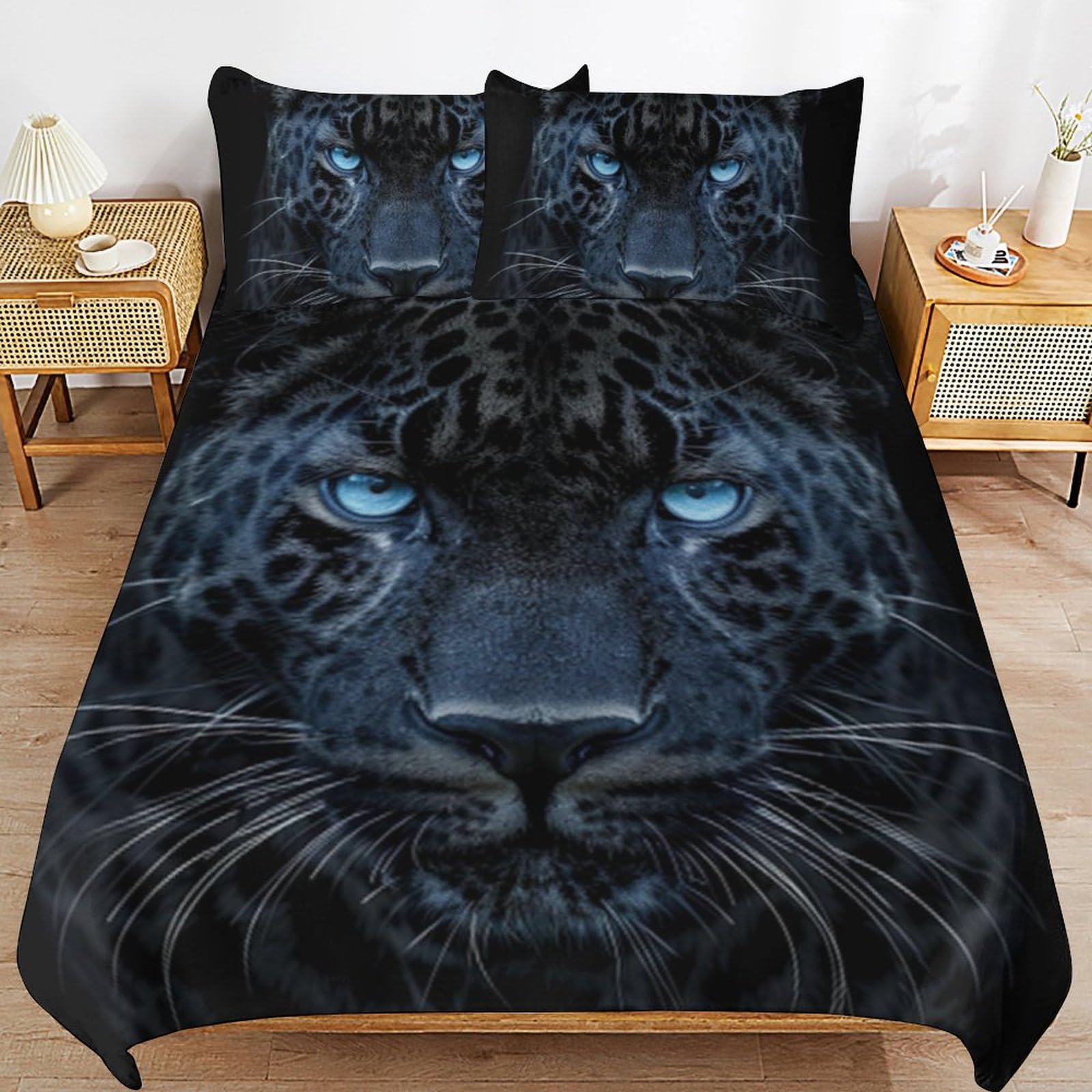 Parure de lit léopard avec fermeture éclair dissimulée et microfibre douce
