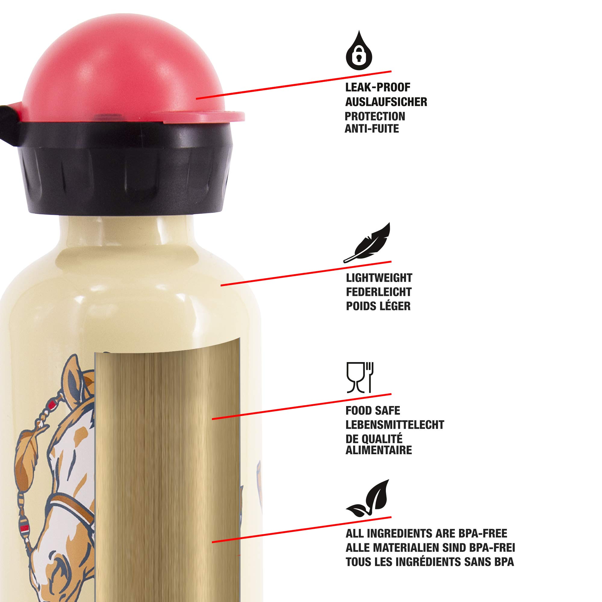 SIGG Gourde pour Enfant Horse (0.4 L), Petite bouteille sans BPA et sans solvants avec bouchon de sécurité, Gourde en aluminium ultra-résistante