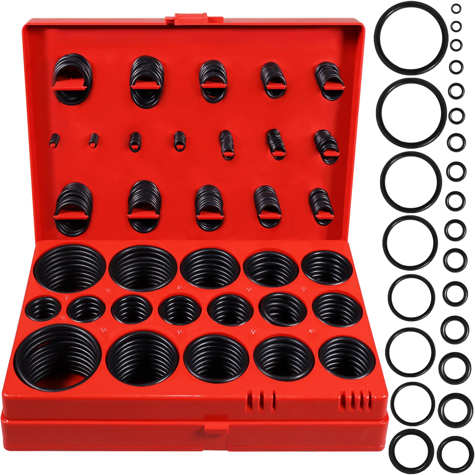 XBVV 419 PCS Universal Metric O-Ring Kit，32 Sizes Buna-N 70A Rubber O Ring Assortment Set for Various Car Auto Faucet Plumbing Pressure Washer Air or Gas Sealing Repair Resist Oil and Heat