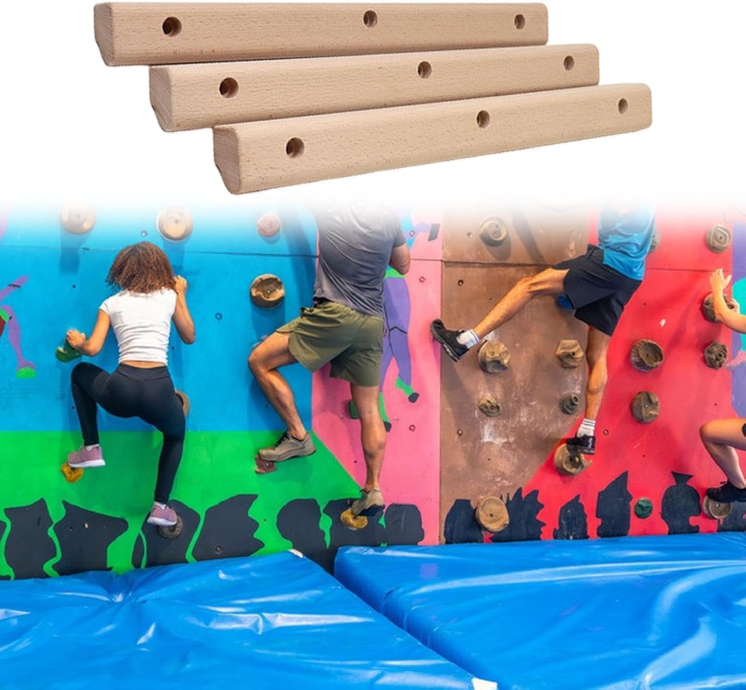 pistro Wooden Rock Climbing Holds (3-Piece Set) for Bouldering Training, Home & Gym Use