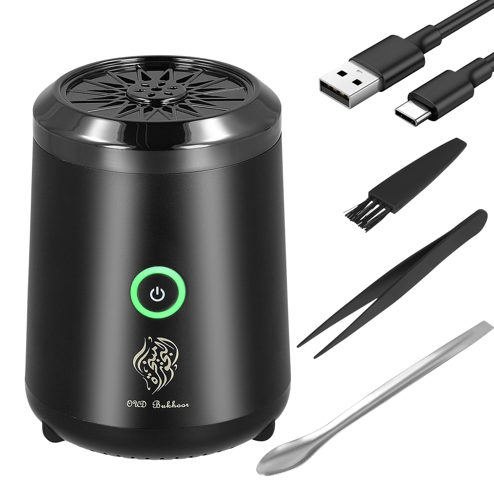 Bakhoor Burner - Bruciatore di incenso, elettrico, mini bruciatore di incenso musulmano, portatile, in resina, per viaggi, ufficio, casa, yoga, spa, aromaterapia