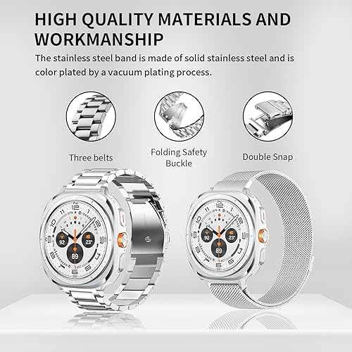 Vista 115 de GOLDTOLUCK No Gap Stainless Steel Band Compatible with Samsung Galaxy Watch 8 7 6 5 4 Classic FE Pro Ultra 40mm 44mm 46mm 43mm 47mm 45mm 42mm