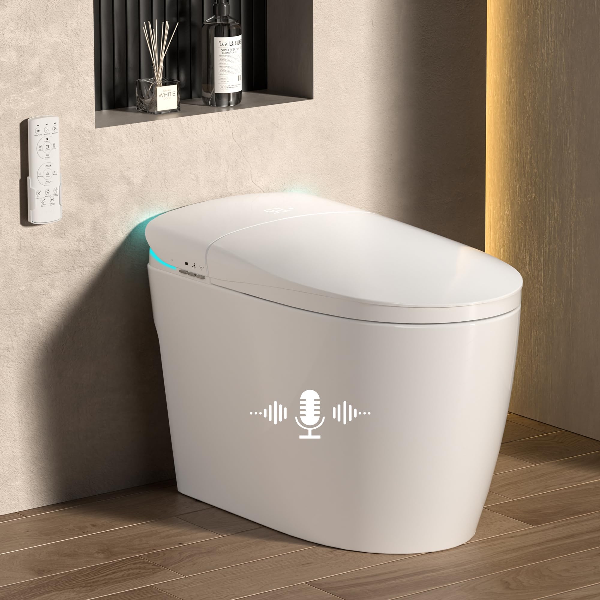 Vipbear Smart Toilet with Built-in Bidet, 4.8L Water Tank and Heated Seat, Elongated Toilet with Auto Open Close, Foot Sensor Open Close, Dual Fulsh,